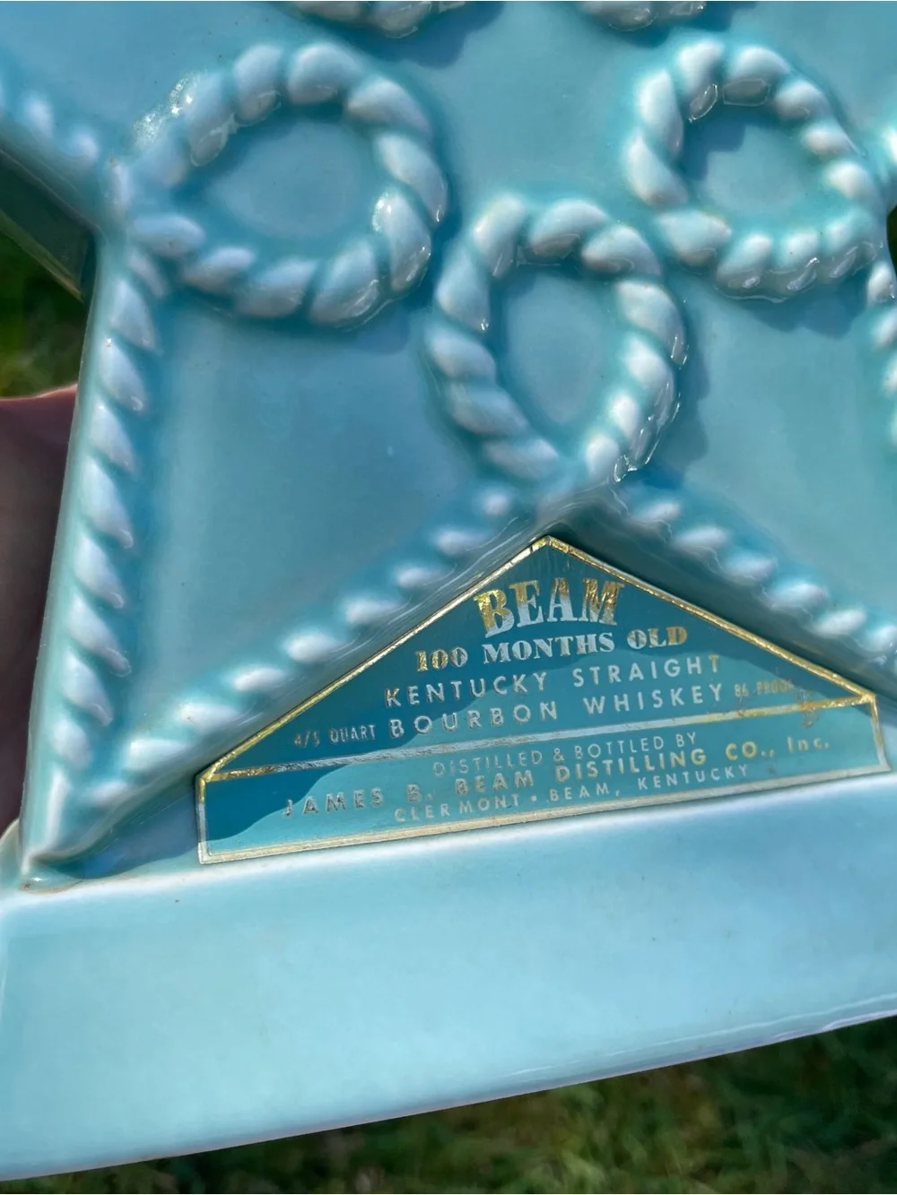 Vintage Alaska 49 Star Ceramic Decanter - Teal